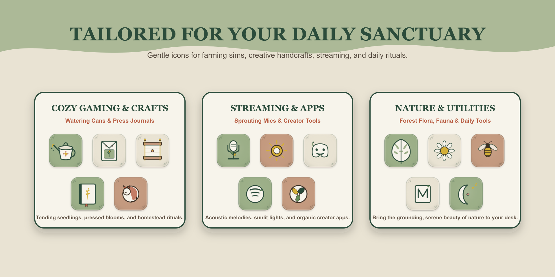 Botanical Cottage Icon Pack Desk Setup Gallery 3