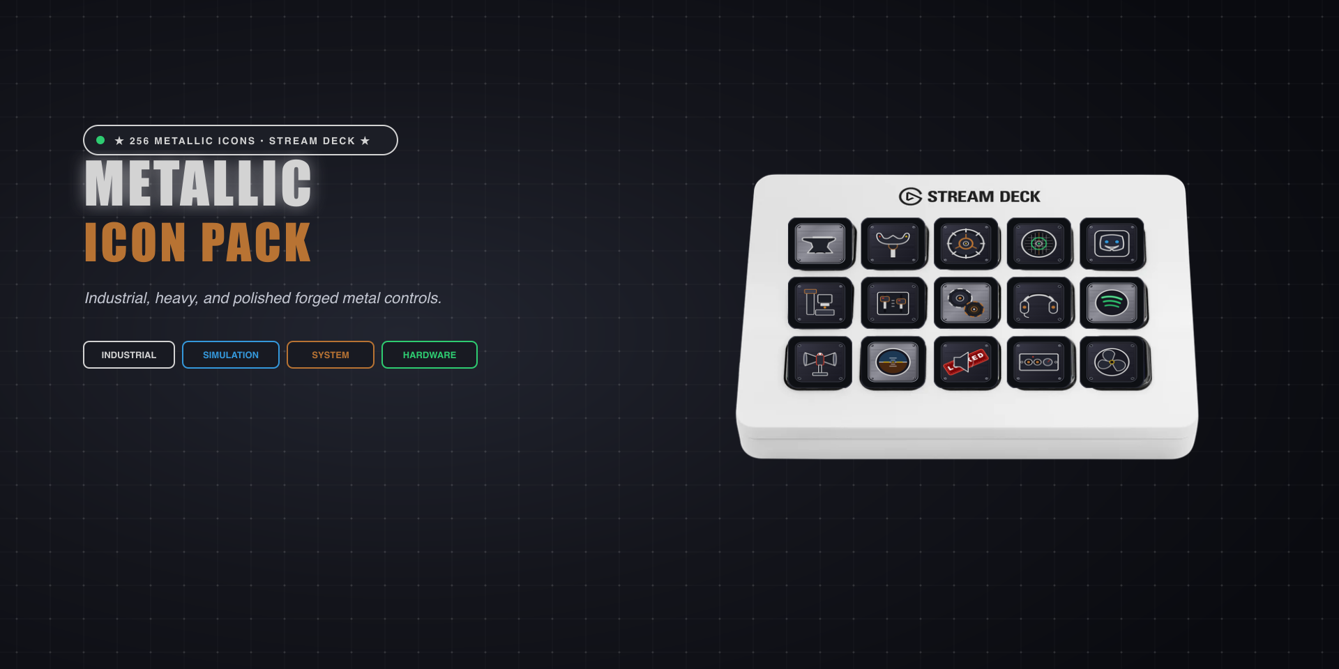 Metallic Icon Pack on Stream Deck