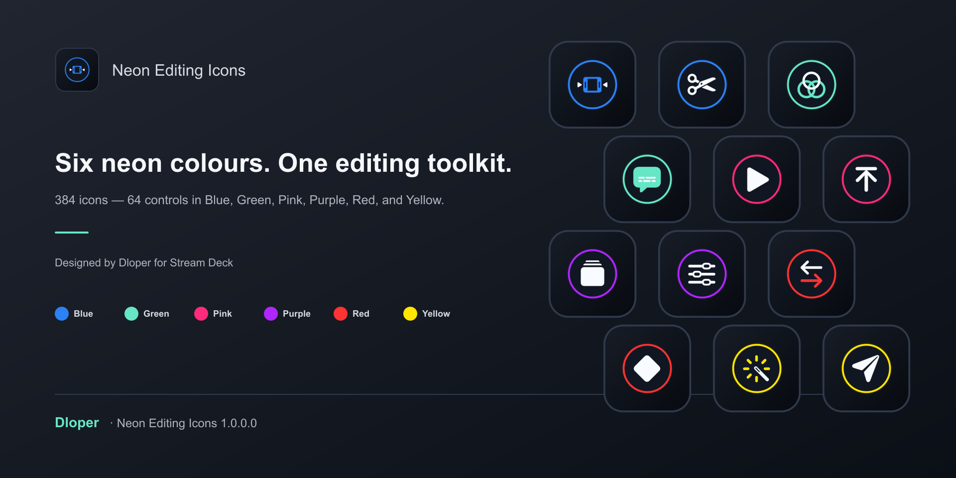 Neon Editing Icons on Stream Deck
