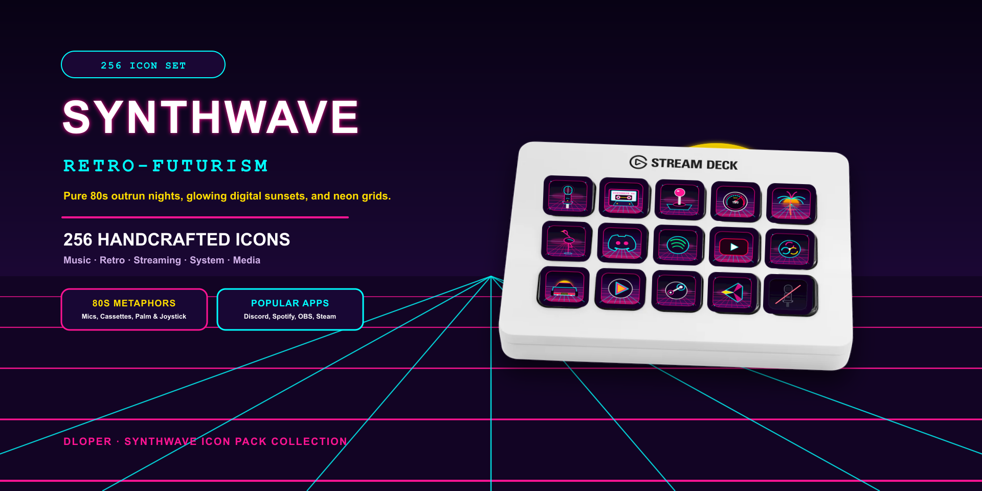 Synthwave Icon Pack on Stream Deck