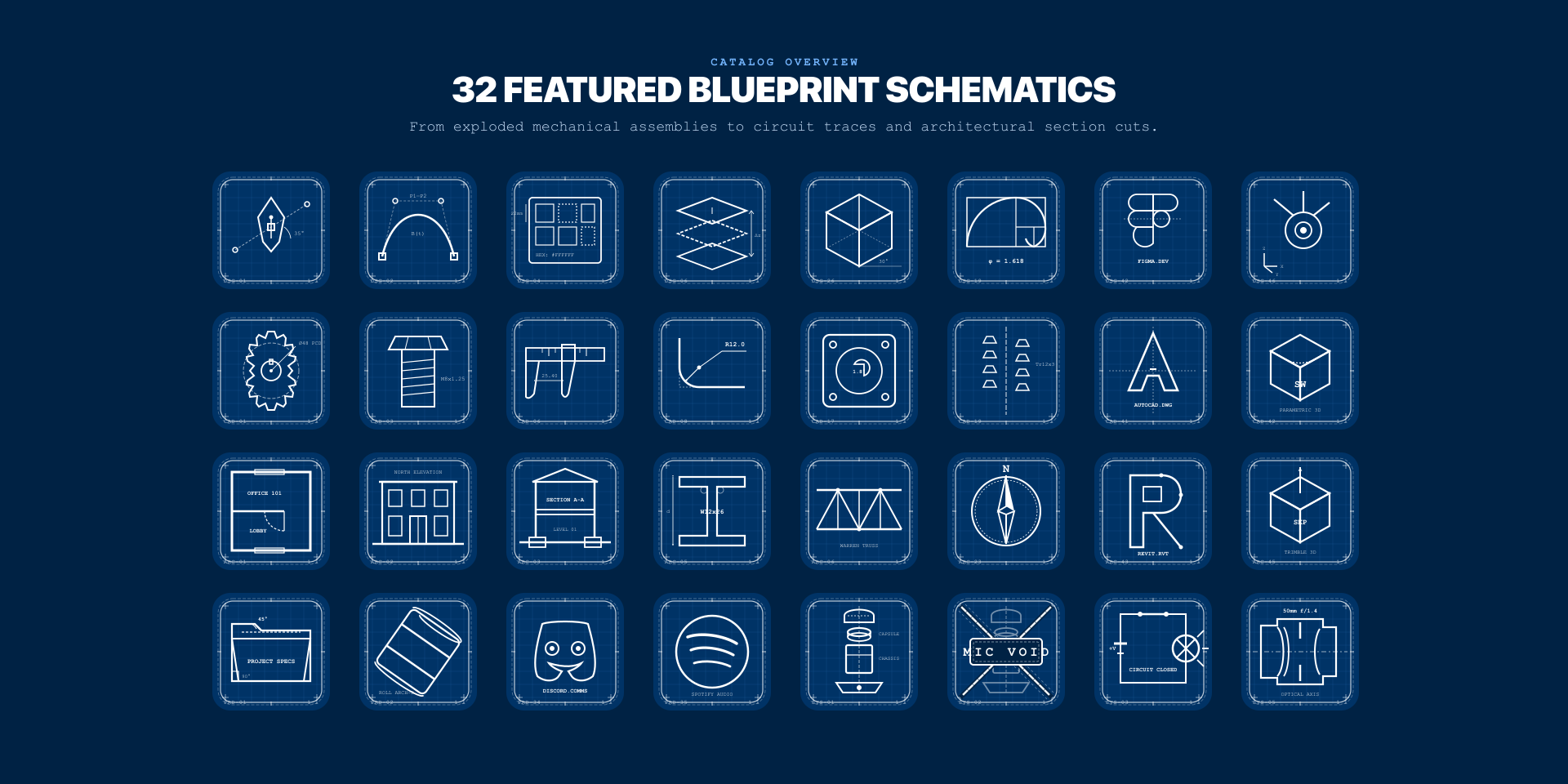 Technical Blueprint Icon Pack Layout Gallery 2