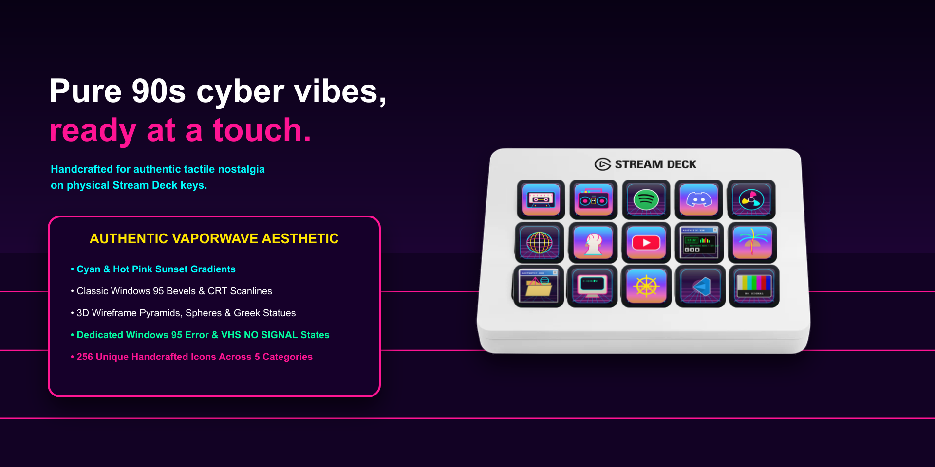 Vaporwave Aesthetic Icon Pack Overview Gallery 1