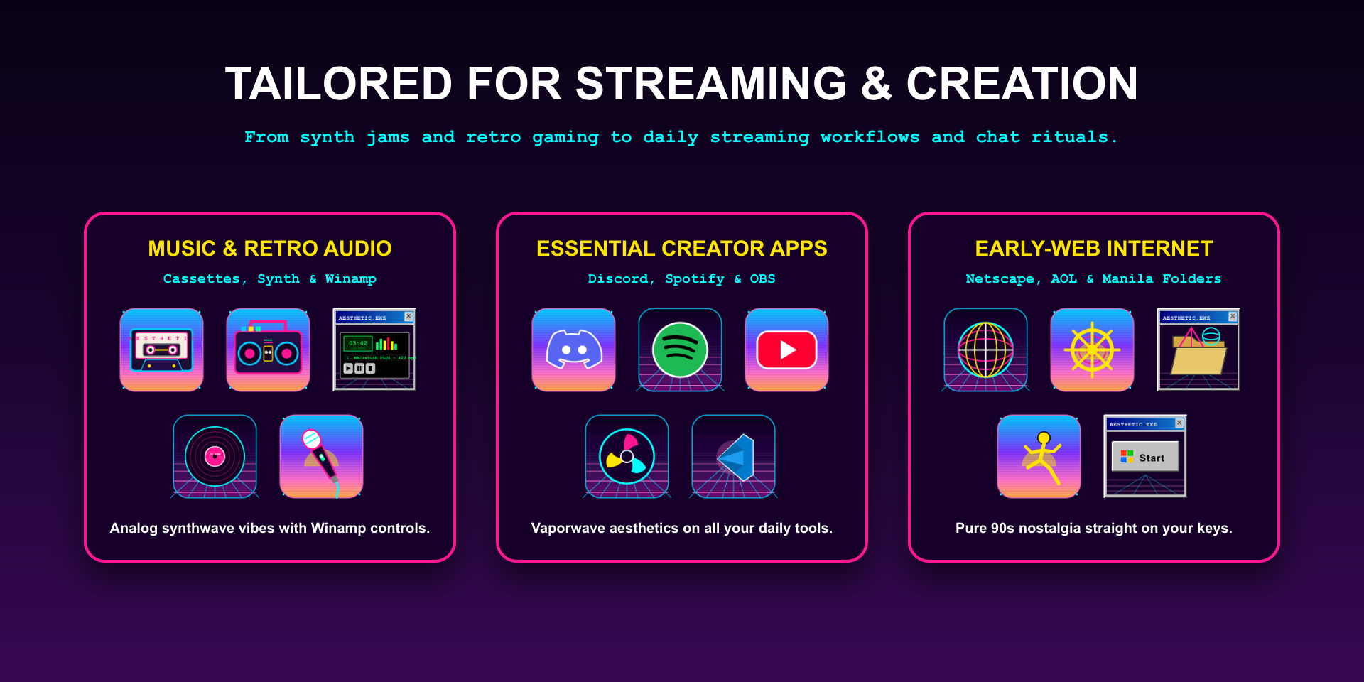Vaporwave Aesthetic Icon Pack Desk Setup Gallery 3